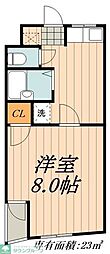 ヴィラ萩山 1Kの間取図画像