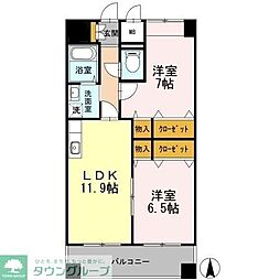 カスタリア志賀本通 2LDKの間取図画像