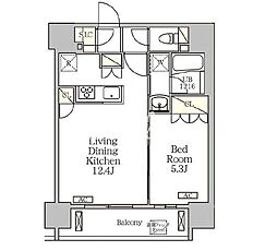 ジオエント白金台 7階1LDKの間取り