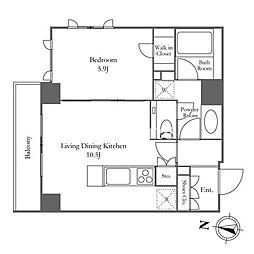 KDXレジデンス恵比寿 6階1LDKの間取り