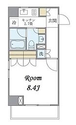 ブリリアイスト白金高輪（Brillia ist 白金高輪） 2階1Kの間取り