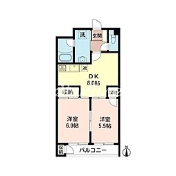 ロゼ下目黒 3階2DKの間取り