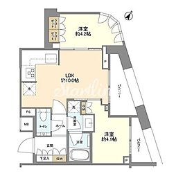 パークコート恵比寿（ＰＡＲＫ　ＣＯＵＲＴ恵比寿） 408 4階2LDKの間取り