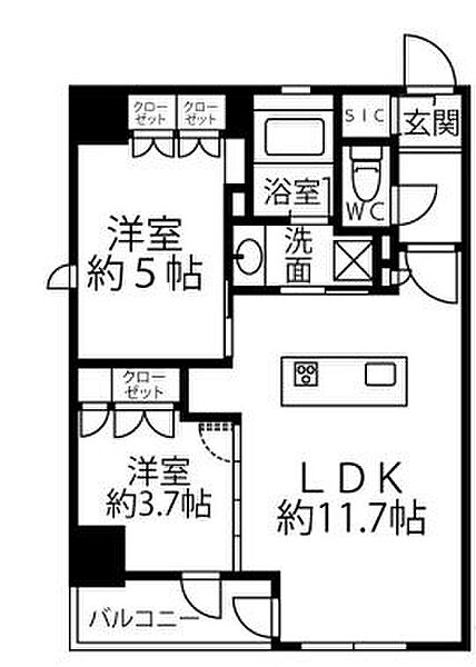 クリオラベルヴィ新富町 401｜東京都中央区新富２丁目(賃貸マンション2LDK・4階・45.91㎡)の写真 その2