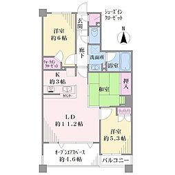 グランシティユーロパレス新川崎 3LDKの間取図画像