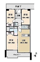 ハイリーハイツ浦和 3LDKの間取図画像
