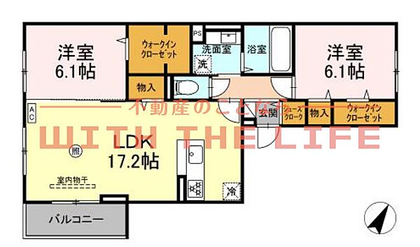 D-roomT.MIII ｜福岡県久留米市諏訪野町(賃貸アパート2LDK・3階・70.19㎡)の写真 その2