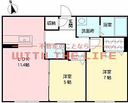 MAST東櫛原 B102号 ｜ 福岡県久留米市東櫛原町652-1（賃貸アパート2LDK・1階・54.50㎡） その2