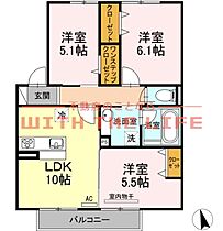 D-room江戸屋敷（ディールームエドヤシキ） 202号 ｜ 福岡県久留米市江戸屋敷2丁目7-3-2（賃貸アパート3LDK・2階・62.09㎡） その2