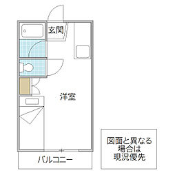 プレミール西原A ワンルームの間取図画像