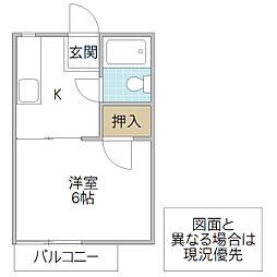 パレスYURI 1Kの間取図画像
