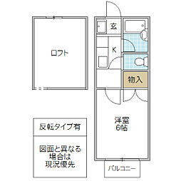 アン・ドゥミ24 1Kの間取図画像
