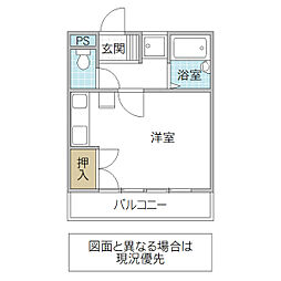 グランパルAZ2 ワンルームの間取図画像