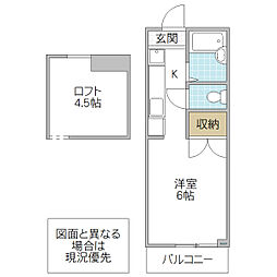 スペース・ハイツ 1Kの間取図画像