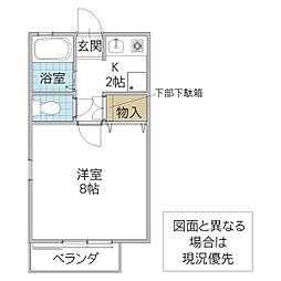 ハーモニー 2階1Kの間取り