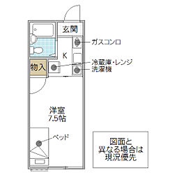 堀原ハイツ 1Kの間取図画像