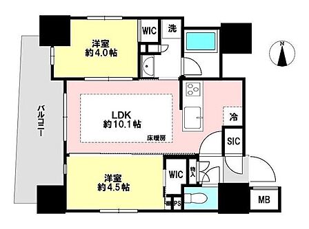 3方向に開放感のある角部屋。リビングを中心とした生活スタイルです。リビング・ダイニングには床暖房搭載。