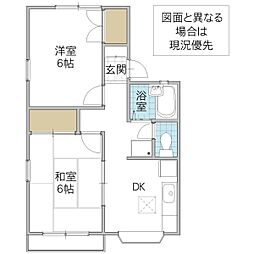 ファミーユカクライ 2DKの間取図画像
