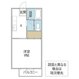 ポートタウン岡田B 1Kの間取図画像