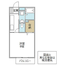 コーポ・オオカワ 1Kの間取図画像