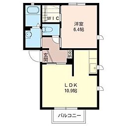 プリンセス弐番館 1LDKの間取図画像