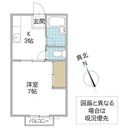 グリーンハイツ 2DKの間取図画像
