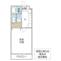 リシィーヴ新町 1Kの間取図画像