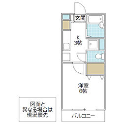 ビバリーヒルズナミキ 1Kの間取図画像
