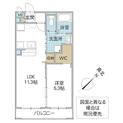 カーサ桜土浦 1LDKの間取図画像