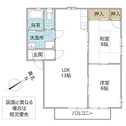 ナチューレ牛久A 2LDKの間取図画像