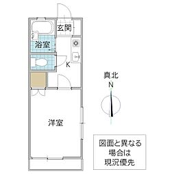ラフォーレ牛久 1Kの間取図画像