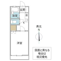 ラフォーレ牛久 1Kの間取図画像