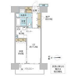 デュオセーヌ柏の葉キャンパス 1LDKの間取図画像