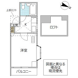千房ハイツ ワンルームの間取図画像