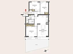 朝日読売ランドマンションB 3LDKの間取図画像
