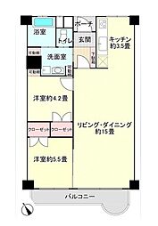 相模大野ハイツA棟 2LDKの間取図画像