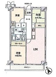 多摩稲城マンションA棟 3LDKの間取図画像