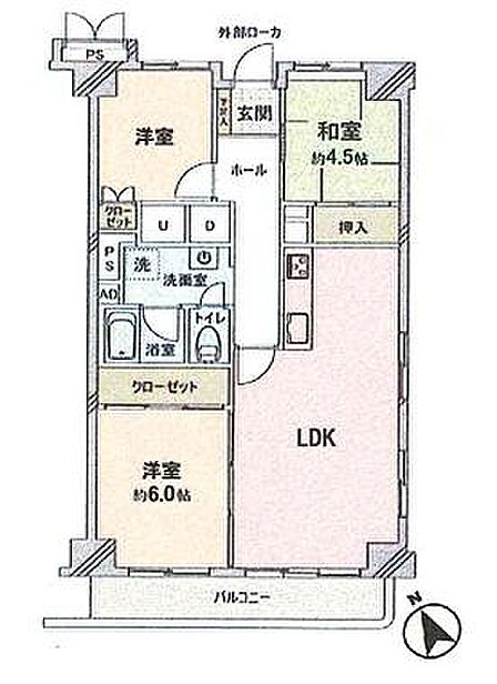 3LDK、専有面積69.30m2、南西、南東向け