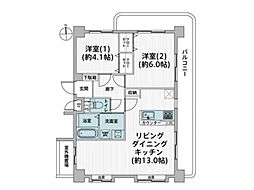 セザール第二武蔵小金井 2LDKの間取図画像