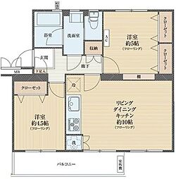 麻生台団地24号棟 2LDKの間取図画像