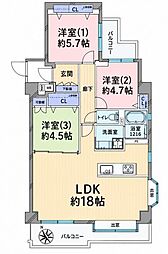 ナイスアーバン橋本 3LDKの間取図画像