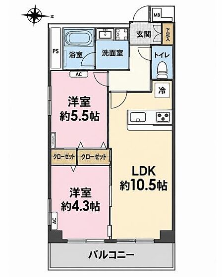 2LDK 間取り