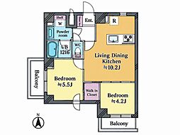 グランドメゾン桜丘 2LDKの間取図画像