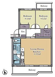 赤羽リバーサイドハイツ 2LDKの間取図画像
