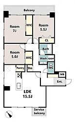 トーア滝野川マンション 3LDKの間取図画像