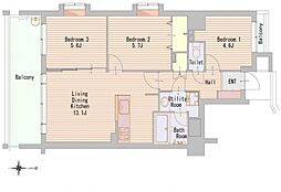 浦和仲町ダイヤモンドマンション 3LDKの間取図画像