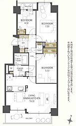 アルス月寒中央アネックス 3LDKの間取図画像