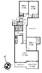 メゾンドルチェ北野 3LDKの間取図画像