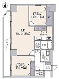 ライオンズマンション山鼻13条 2LDKの間取図画像