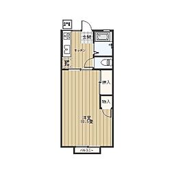 パナハイツ三田 2階1Kの間取り